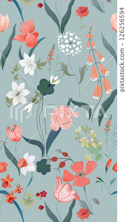 Masterful Handmade Floral Scroll Pattern Artworks 126256594