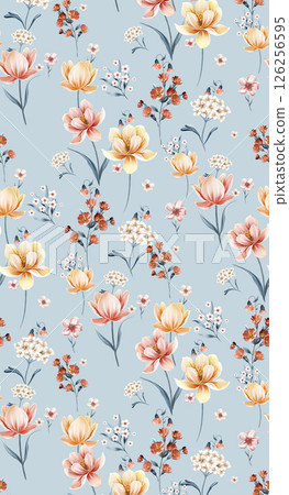 Masterful Handmade Floral Scroll Pattern Artworks 126256595