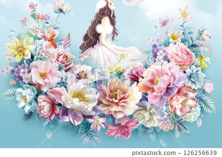 Vivid Hand Drawn Curly Flower Motif Illustrations Vivid Hand Drawn Curly Flower Motif Illustrations 126256639