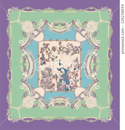 Vivid Hand Drawn Curly Flower Motif Illustrations 126256654