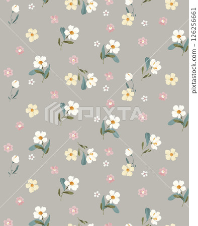 Vivid Hand Drawn Curly Flower Motif Illustrations 126256661