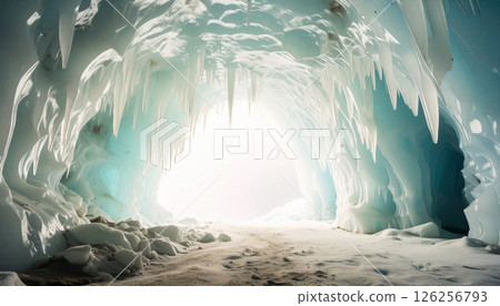 Glacial ice caves with air bubble. Background concept. Generated Image 126256793