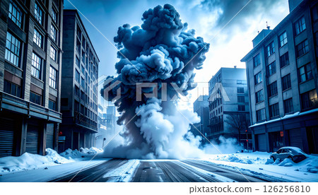 ink dropped into liquid nitrogen. Fractal explosion Background. Generated Image 126256810