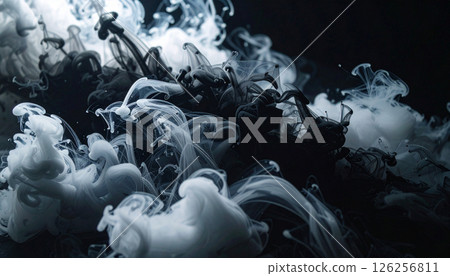 ink dropped into liquid nitrogen. Fractal explosion Background. Generated Image 126256811