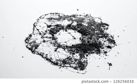 Magnetized iron filings on white background. Generated Image Magnetized iron filings on white background. Generated Image 126256838