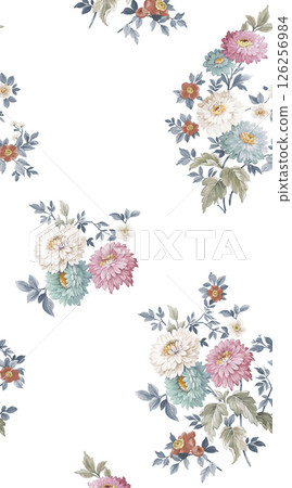 Dainty Hand Rendered Flower and Scroll Motif Sketches 126256984