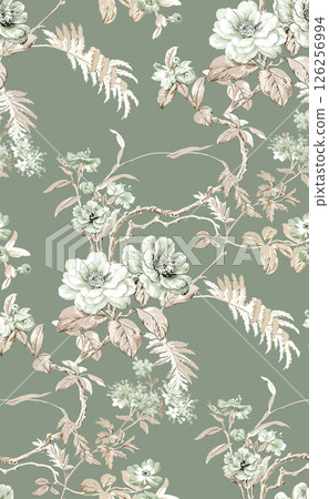 Dainty Hand Rendered Flower and Scroll Motif Sketches 126256994