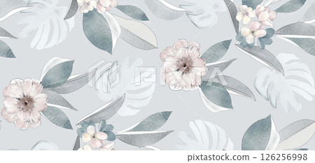 Dainty Hand Rendered Flower and Scroll Motif Sketches Dainty Hand Rendered Flower and Scroll Motif Sketches 126256998