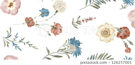 Dainty Hand Rendered Flower and Scroll Motif Sketches Dainty Hand Rendered Flower and Scroll Motif Sketches 126257001