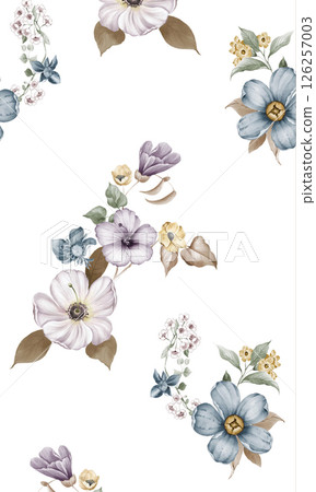 Dainty Hand Rendered Flower and Scroll Motif Sketches 126257003