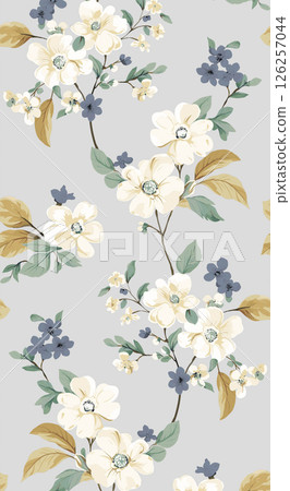 Lyrical Hand Crafted Curly Floral Pattern Graphics 126257044