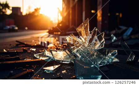 Shattered glass Background. Generated Image 126257246
