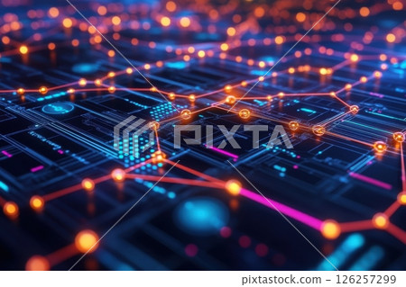 Data flow analysis and visualization digital environment graphic design abstract technology close-up view connectivity concepts 126257299