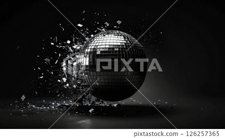 disco ball shattering Background. Generated Image disco ball shattering Background. Generated Image 126257365