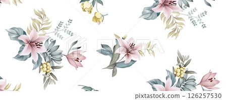 Dramatic Hand Illustrated Curly and Floral Works 126257530