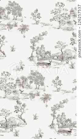 Dramatic Hand Illustrated Curly and Floral Works 126257537