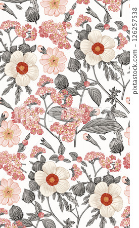 Dramatic Hand Illustrated Curly and Floral Works Dramatic Hand Illustrated Curly and Floral Works 126257538