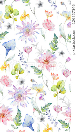 Dramatic Hand Illustrated Curly and Floral Works 126257546