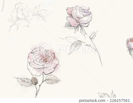Dramatic Hand Illustrated Curly and Floral Works Dramatic Hand Illustrated Curly and Floral Works 126257561