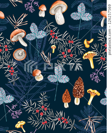 Dramatic Hand Illustrated Curly and Floral Works 126257569