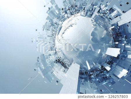 Illustration of a virtual world Earth seen from above 126257803