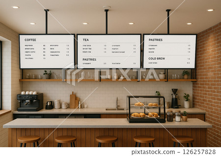 Digital signage installed in a cafe 126257828