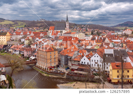 Panoramic View of Cesky Krumlov, Czech Republic Panoramic View of Cesky Krumlov, Czech Republic 126257895