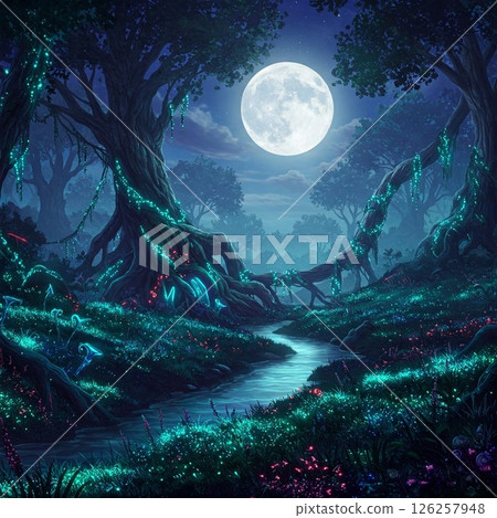 美麗的夜景和森林 126257948