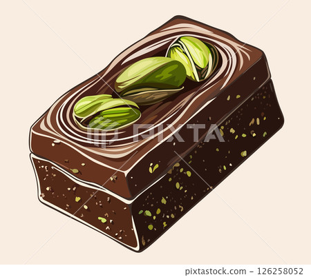 Dubai chocolate with pistachios. Vector isolated illustration 126258052
