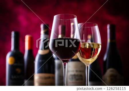 Drinking wine at a restaurant 126258115