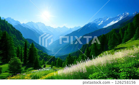 Beautiful mountains in early summer 126258156