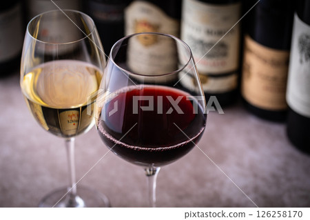 Drinking wine at a restaurant 126258170