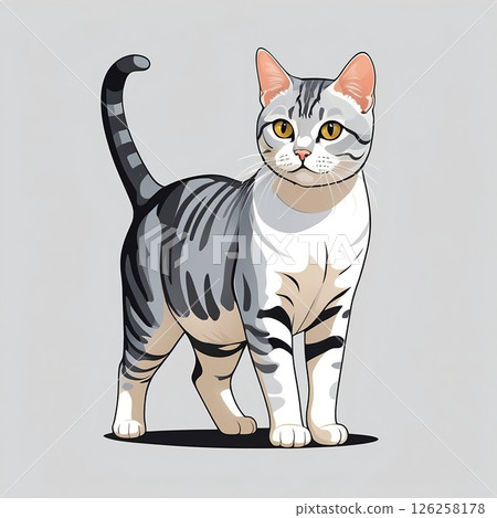 優雅站立的美國短毛貓的插圖 126258178