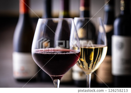 Drinking wine at a restaurant 126258213