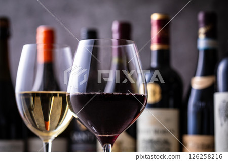 Drinking wine at a restaurant 126258216
