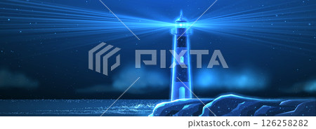 Lighthouse. Guiding light, beacon of hope, lighthouse guide, safe harbor, steady guidance. 126258282