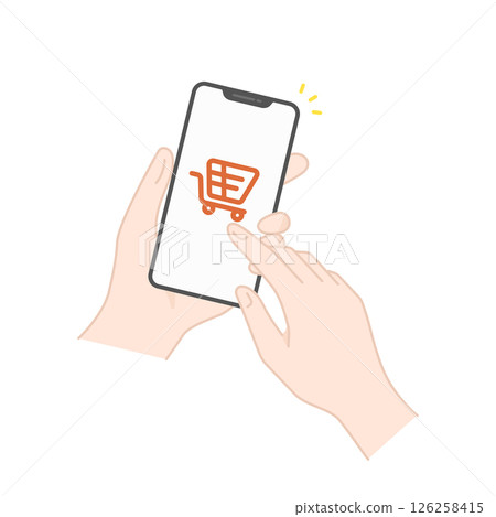 用於線上購物和行動訂購的智慧型手機操作手的向量圖標 用於線上購物和行動訂購的智慧型手機操作手的向量圖標 126258415