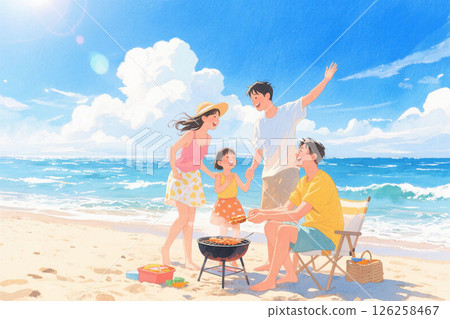 Summer beach barbecue AI generated 126258467