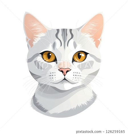 Cute American Shorthair Face Illustration 126259165