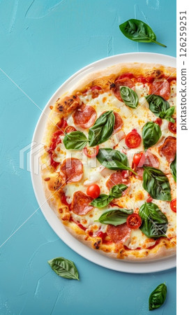 Pizza with sausage beef slice  for family time story background 126259251