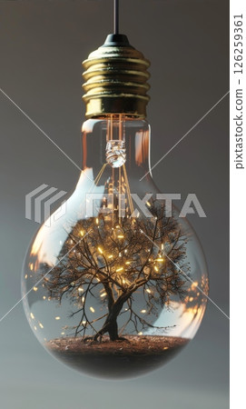 Tree inner bulb with light for electricity idea technology concept 126259361