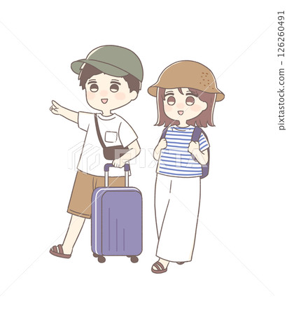 夏季男女旅行插畫 126260491