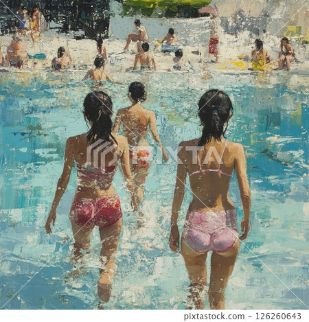 People having fun at the pool 126260643