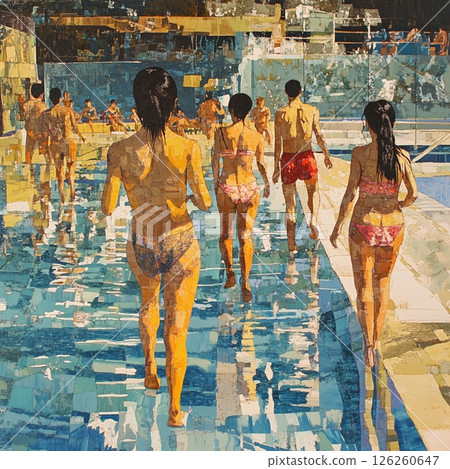People having fun at the pool 126260647