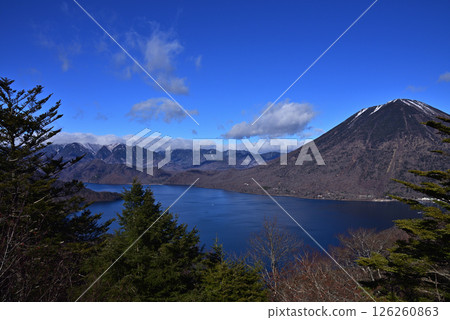 Oku-Nikko scenery - Lake Chuzenji, Mt. Nantai, Mt. Nikko Shirane Oku-Nikko scenery - Lake Chuzenji, Mt. Nantai, Mt. Nikko Shirane 126260863