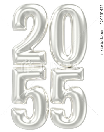 Happy New Year Number Silver 3D Render 126261432