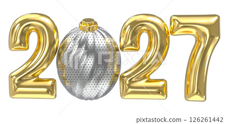 Happy New Year Number Gold 3D Render 126261442