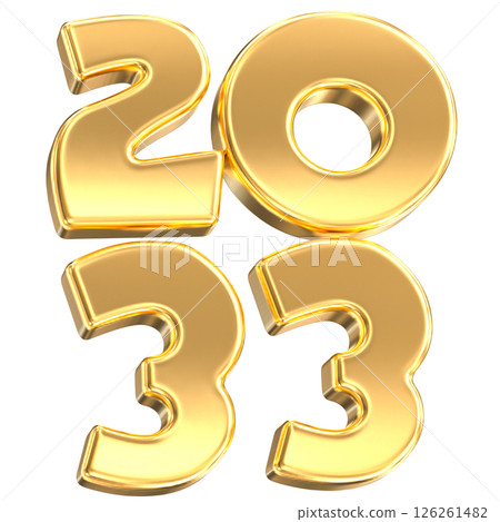 Happy New Year Number Gold 3D Render Happy New Year Number Gold 3D Render 126261482