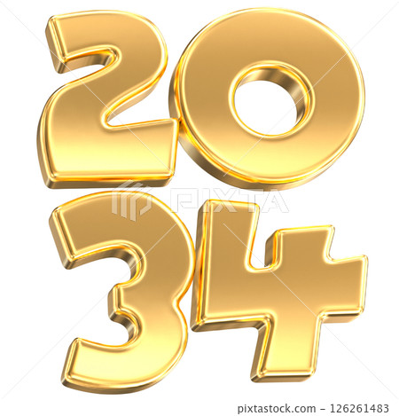 Happy New Year Number Gold 3D Render Happy New Year Number Gold 3D Render 126261483
