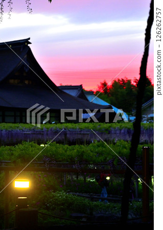 Mandala Temple dyed red by the sunset Mandala Temple dyed red by the sunset 126262757